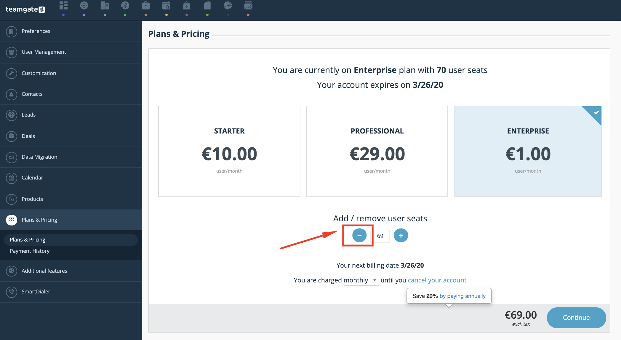 add-remove-user-seats-payments-page-Teamgate-CRM.png