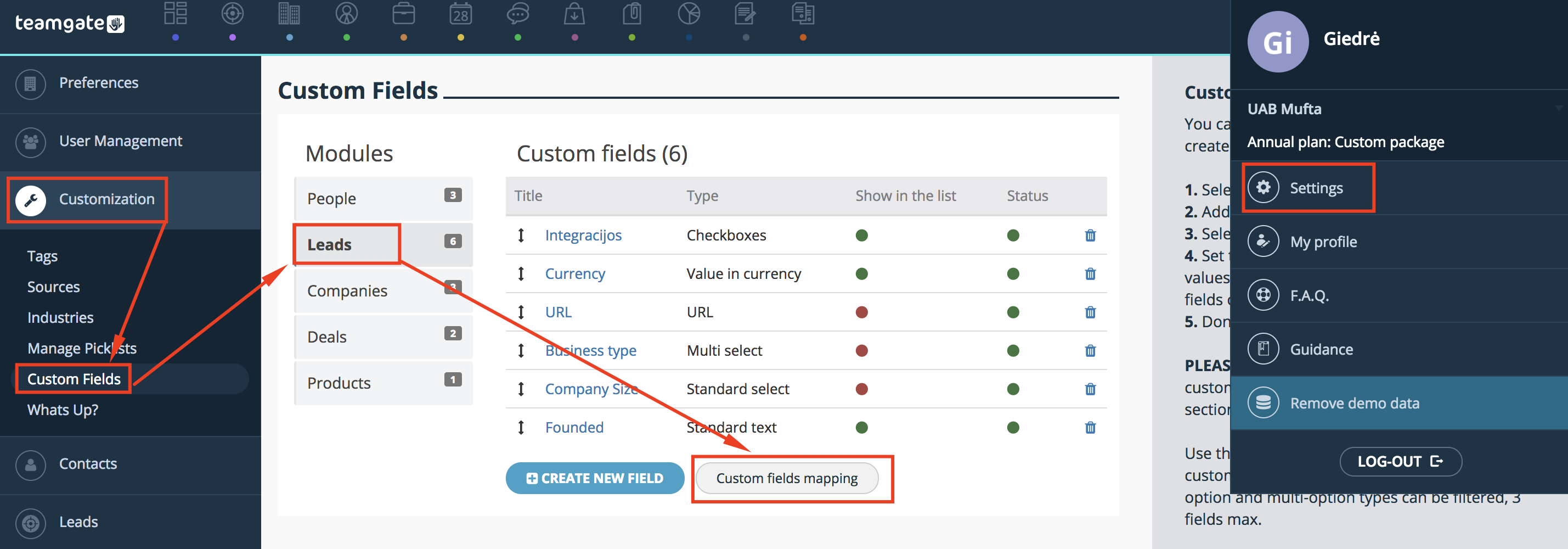 leads-custom-fields-mapping-settings-Teamgate-CRM.png
