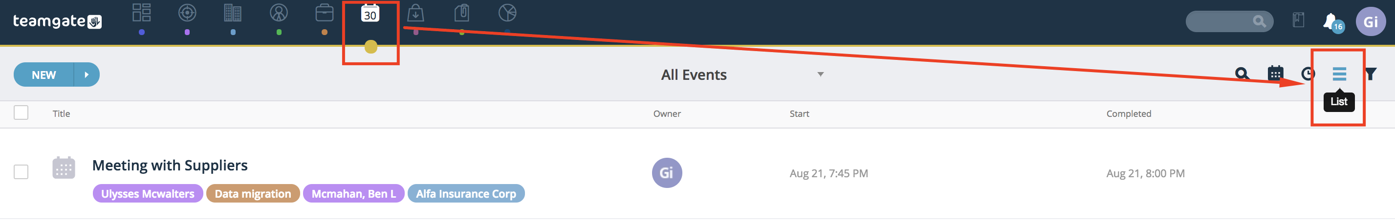 organizer-list-view-Teamgate-CRM.png