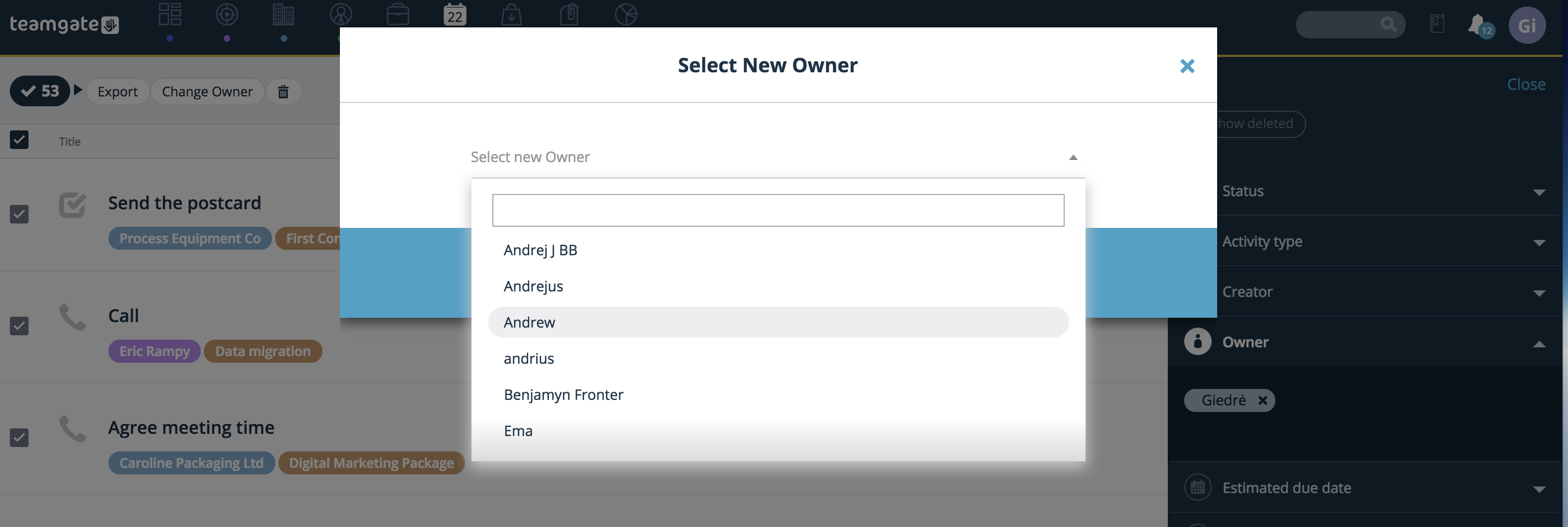 select-new-owner-organizer-list-view-Teamgate-CRM.png